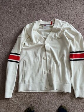 Wilson Cream Knit Polo with Red & Black Trim